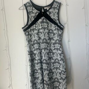Elegant Gray and Black Floral Dress